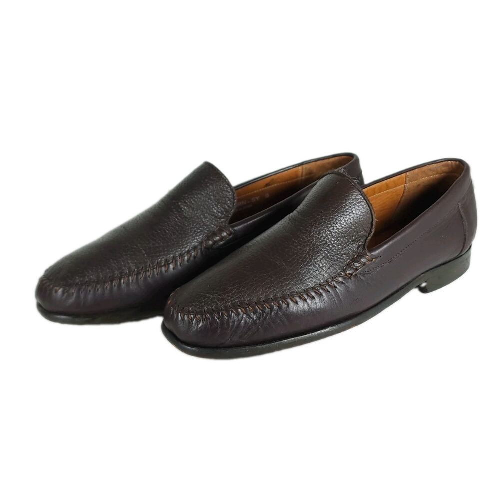 Sandro Moscoloni Men's MISTER US9 Brown Soft Leather Slip On Loafers Shoes